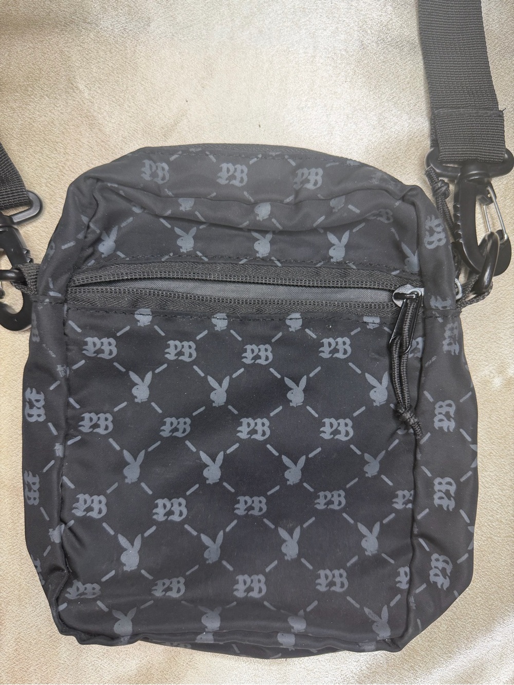 Playboy Black Monogram Crossbody Bag Bunny Logo Shoulder Bag
